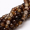 Faceted Natural Agate Round Beads Strands G-E319B-6mm-08-1