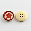4-Hole Printed Wooden Buttons X-BUTT-R032-075-2