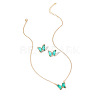 Butterfly Acrylic Rhinestone with Iron Pendant Necklaces & Stud Earrings Sets for Women WGFFCAF-02-3