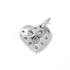 925 Sterling Silver 3D Hollow Heart Charms STER-M099-01P-1