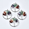Tree of Life Mixed Stone Bead Brass Wire Wrapped Big Pendants G-S202-05-1