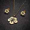 Stainless Steel Flower Stud Earrings & Pendant Necklaces Sets for Women PW-WG215D6-01-1