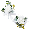 CRASPIRE 2Pcs 2 Style Silk Cloth Rose Flower Boutonniere Brooch & Wrist Corsage AJEW-CP0001-54-1