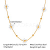 304 Stainless Steel Imitation Pearl Beaded White Flower Link Chain Necklaces for Women JG5548-1-2