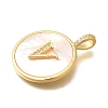Rack Plating Brass Micro Pave Clear Cubic Zirconia Pendants with Shell KK-M309-42G-V-3