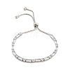 Brass Pave Clear Cubic Zirconia Rectangle & Flat Round Slider Bracelets BJEW-B094-01P-1