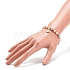 Glass Pearl Beaded Stretch Bracelet with Alloy Enamel Daisy Charm for Women BJEW-JB08541-3