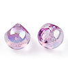 UV Plating Rainbow Iridescent Acrylic Beads X-OACR-G012-04E-3