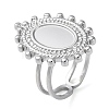 Non-Tarnish 304 Stainless Steel Open Cuff Ring Components STAS-Q308-04P-1