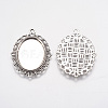 Tibetan Style Oval Alloy Pendant Cabochon Settings TIBEP-Q054-44AS-RS-2