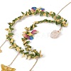 Wire Wrapped Natural Rose Quartz & Brass Moon Pendant Decorations HJEW-K046-08G-04-4