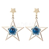 Natural Tiger Eye Star Dangle Stud Earrings EJEW-MZ00356-2