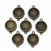 Tibetan Style Alloy Flat Round Cabochon Connector Settings TIBE-Q038-017A-AB-NR-2