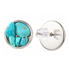Flat Round with Mixed Gemstone Chip Beads Stud Earrings for Girl Women EJEW-JE04669-4