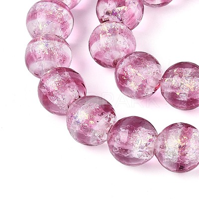 Handmade Foil Glass Beads Strands FOIL-N033-05F-1