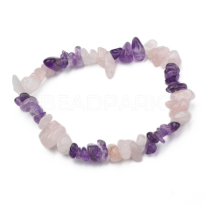 Chips Gemstone Beaded Stretch Bracelets X-BJEW-JB01824-04-1