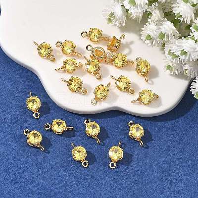 SHEGRACE Brass Pave Cubic Zirconia Flat Round Connector Charms XGRQ2O275-435C-G-1