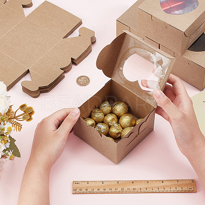 Square Kraft Paper Muffin Storage Gift Boxes CON-WH0095-95B-1
