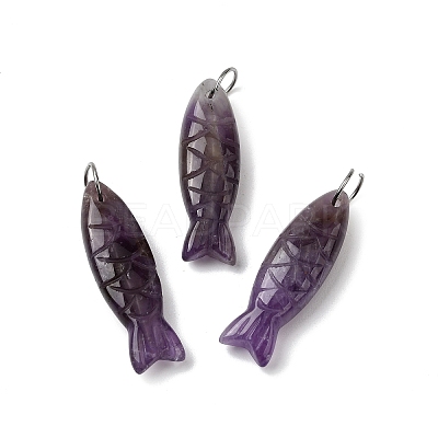 Natural Amethyst Carved Pendants G-G314-01P-08-1