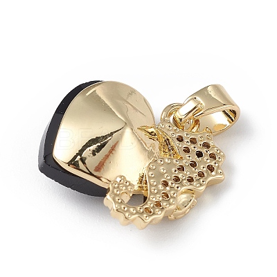 Real 18K Gold Plated Rack Plating Brass Micro Pave Cubic Zirconia Pendants KK-C015-02G-09-1