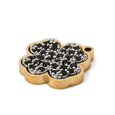 304 Stainless Steel Micro Pave Cubic Zirconia Charms STAS-I356-04G-07-1