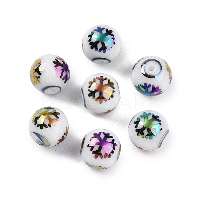 Christmas Opaque Glass Beads EGLA-R113-01D-1