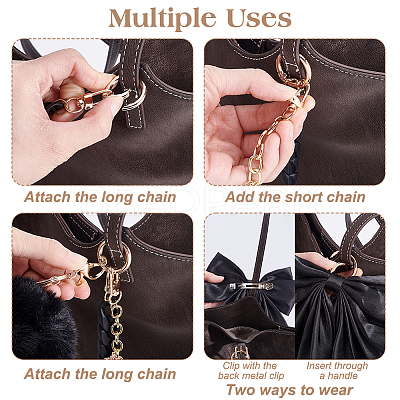 4Pcs Aluminium Bag Extender Chains & Pendant Decoration HJEW-FG00045-1