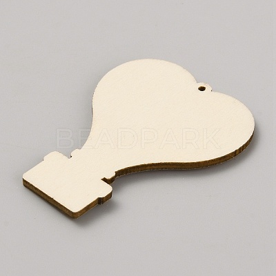 Single Face Printed Heart Wood Big Pendants WOOD-CJC0011-07I-1