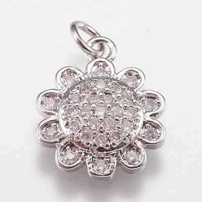 Brass Micro Pave Cubic Zirconia Charms ZIRC-E147-34P-1