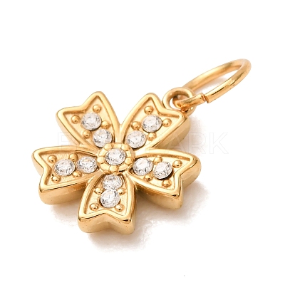 304 Stainless Steel Micro Pave Clear Cubic Zirconia Charms CU-CBAB6EC-24G-1