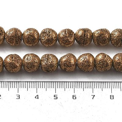 Electroplated Natural Lava Rock Beads Strands G-A251-D01-01G-1
