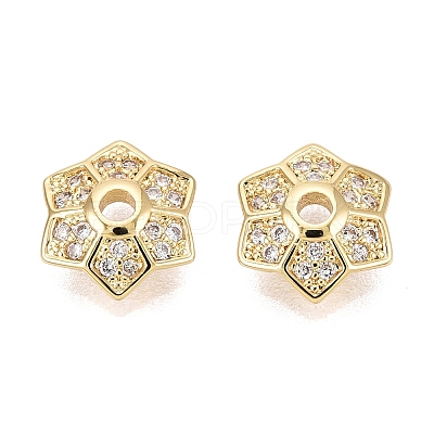 Brass Micro Pave Clear Cubic Zirconia Bead Caps KK-Q071-13G-02-1