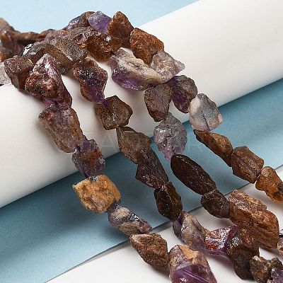 Raw Rough Natural Purple Phantom Quartz Purple Lodolite Quartz Beads Strands G-I283-G06-01-1