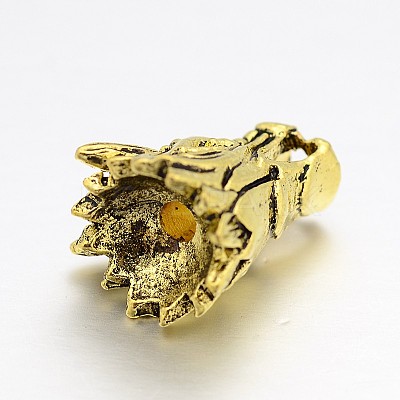 Tibetan Style Alloy Animal 3D Dragon Head Beads PALLOY-A063-04AG-1