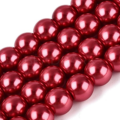 Baking Paint Pearlized Glass Pearl Round Bead Strands HY-Q330-8mm-51-1