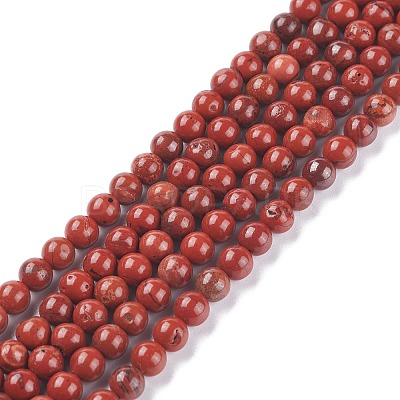 Natural Red Jasper Beads Strands G-E375-6mm-03-1