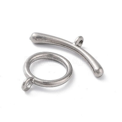 Non-Tarnish 304 Stainless Steel Ring Toggle Clasps STAS-A092-09F-P-1