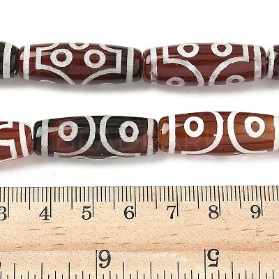 Rice Shape Tibetan Style dZi Beads Strands G-A269-A08-01-1