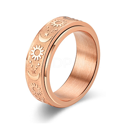 Star & Moon & Sun 304 Stainless Steel Rotatable Finger Ring PW-WG61315-13-1