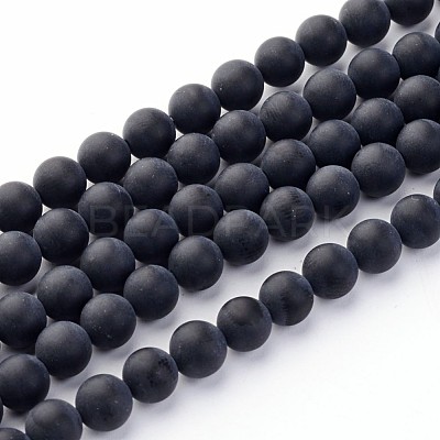 Natural Grade A Dyed & Heated Black Agate Beads Strands X-G447-3-1