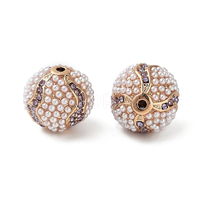 Golden Plated Alloy Rhinestone Beads FIND-E046-13G-02-1