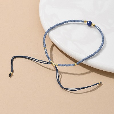 Adjustable Natural Lapis Lazuli Braided Bead Bracelets BJEW-F391-A10-1