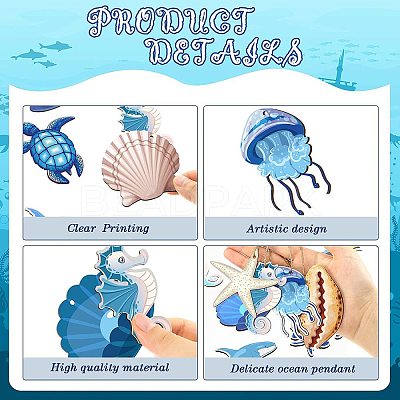 Ocean Theme Wooden Sea Animal Pendant Decorations PW-WGE3A68-01-1