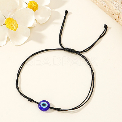 Glass Evil Eye Bead Braided Bracelets SG7290-1-1