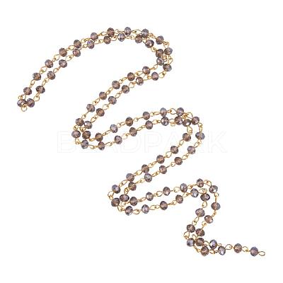 Handmade Rondelle Glass Beads Chains for Necklaces Bracelets Making AJEW-JB00037-05-1
