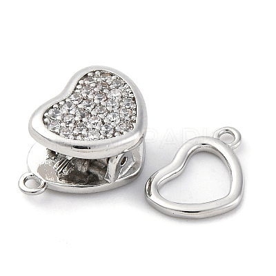 Brass Micro Pave Clear Cubic Zirconia Box Clasps KK-C075-24P-1