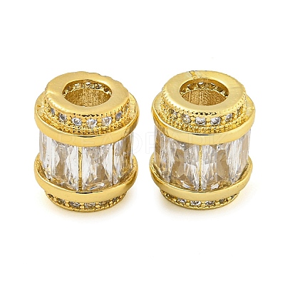Rack Plating Brass Micro Pave Cubic Zirconia European Beads KK-F089-31G-08-1
