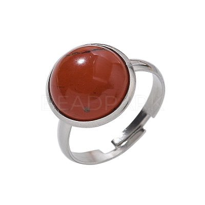 Half Round Natural Red Jasper Finger Rings X-RJEW-M062-01P-19-1