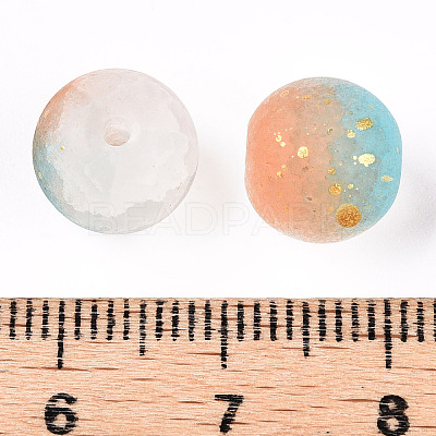 Frosted Baking Paint Crackle Glass Beads with Glitter Powder X1-DGLA-T004-01C-1