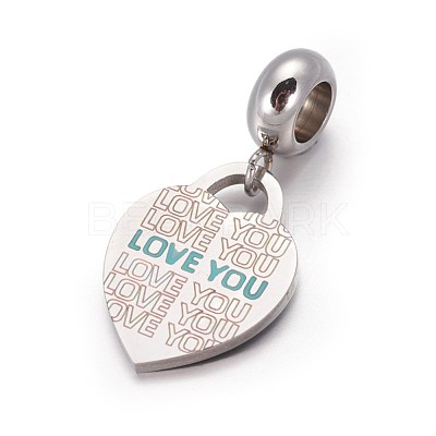 304 Stainless Steel European Dangle Charms OPDL-L013-49B-1